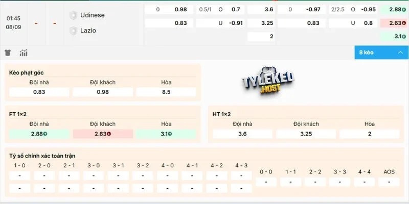 Soi kèo Udinese vs Lazio